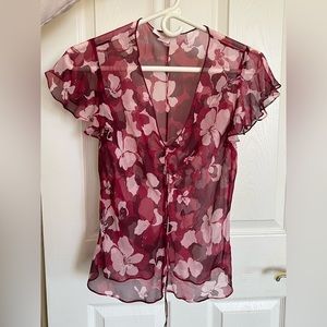 Rebecca taylor floral sheer blouse size 8